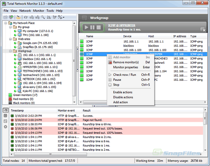 screen capture of Total Network Monitor