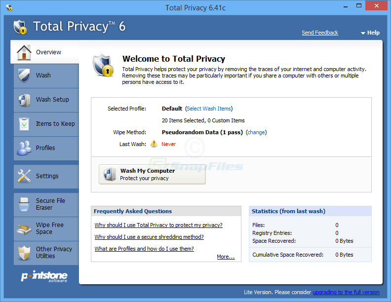 screen capture of Total Privacy