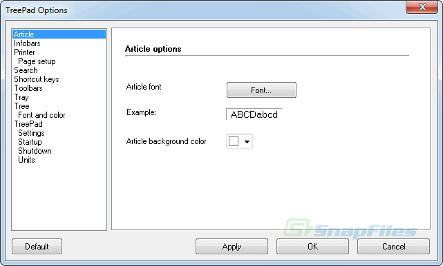 screenshot of TreePad Lite