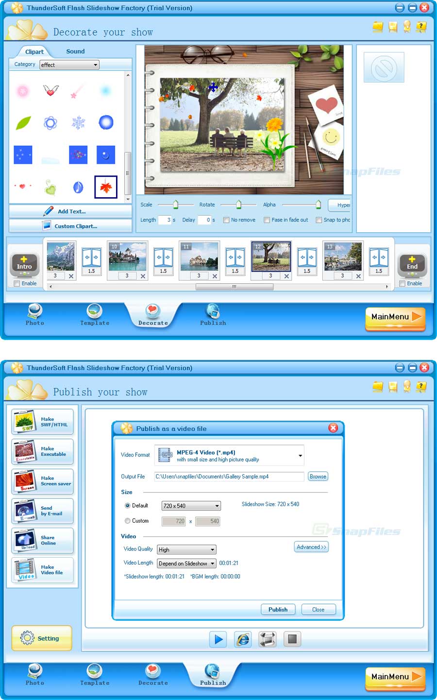 screenshot of ThunderSoft Slideshow Factory