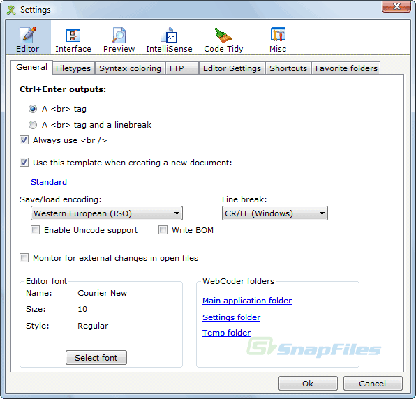 screenshot of TSW WebCoder