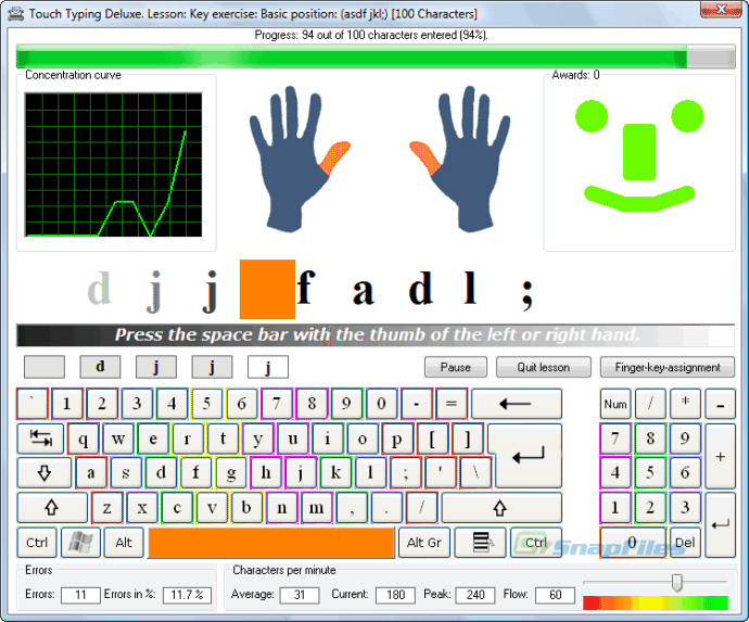 screen capture of Touch Typing Deluxe