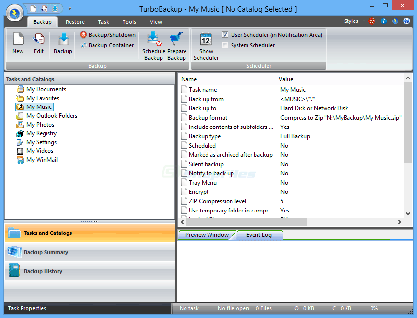 screen capture of TurboBackup