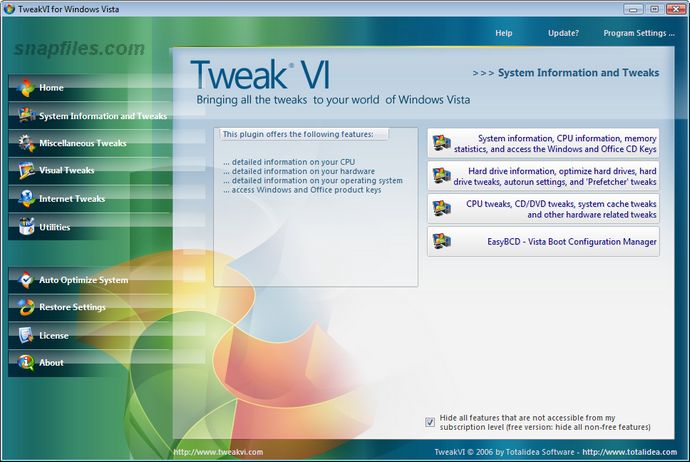screenshot of TweakVI Basic