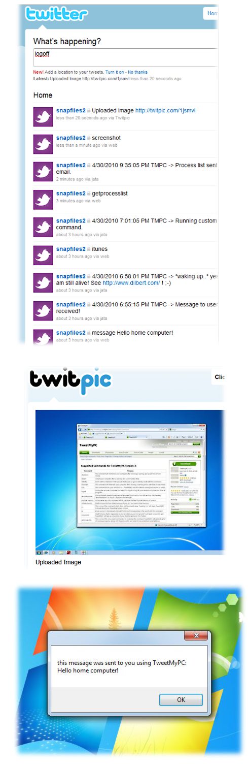 screenshot of TweetMyPC