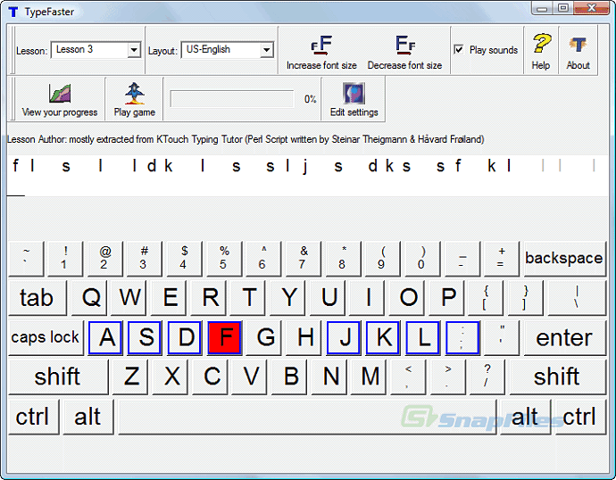 screen capture of TypeFaster