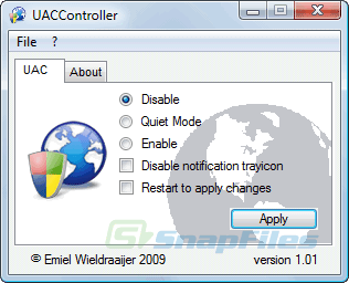 screen capture of UACController