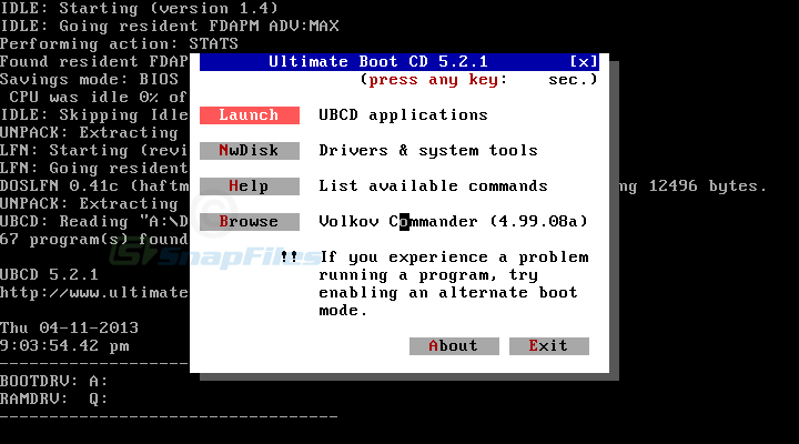 screenshot of Ultimate Boot CD