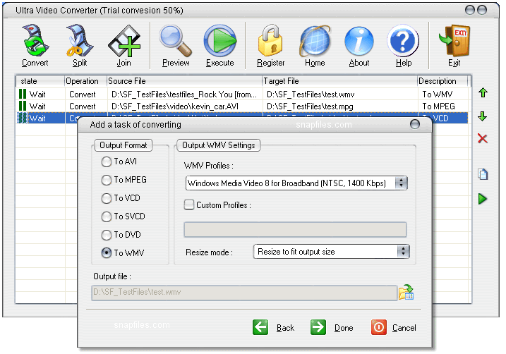 screen capture of Ultra Video Converter