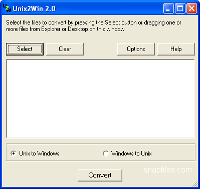 screen capture of Unix2Win