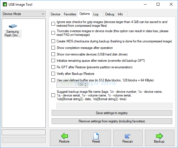 screenshot of USB Image Tool