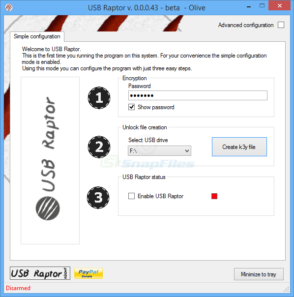 screen capture of USB Raptor