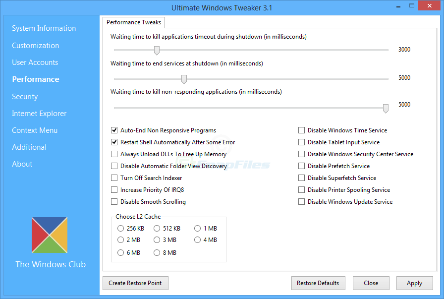 screenshot of Ultimate Windows Tweaker (Windows 8)