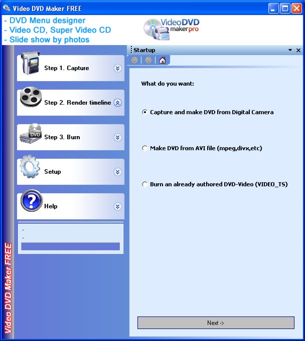 screen capture of Video DVD Maker Free