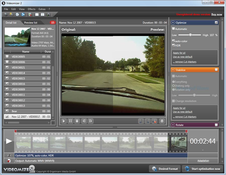 screen capture of Videomizer