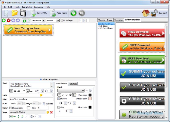 screenshot of Vista Buttons