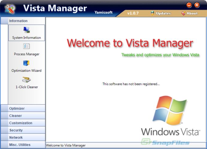 screenshot of Vista Manager