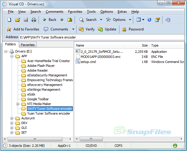 screen capture of Visual CD