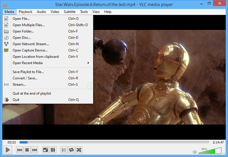 screen capture of VLC Media Player