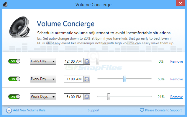 screen capture of Volume Concierge