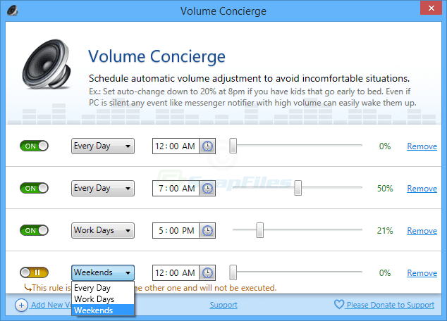 screenshot of Volume Concierge