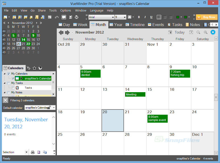 screen capture of VueMinder Calendar Pro