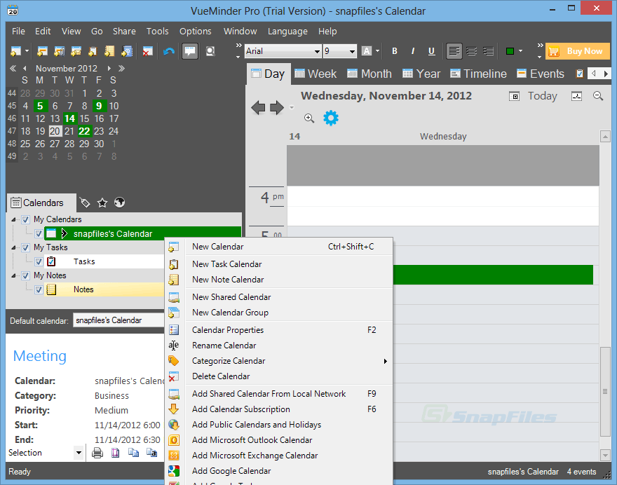 screenshot of VueMinder Calendar Pro
