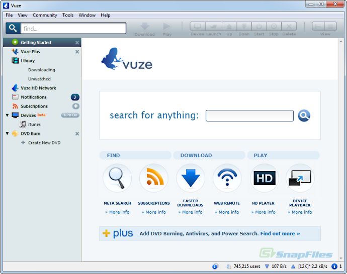 screen capture of Vuze