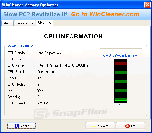 screenshot of WinCleaner Memory Optimizer