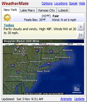 screen capture of WeatherMate