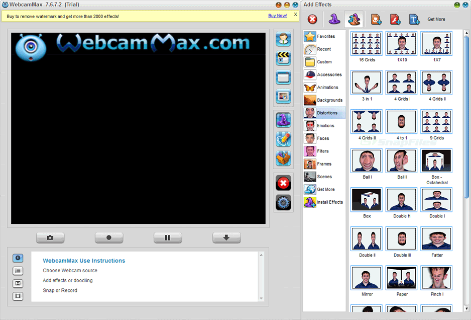 screen capture of WebcamMax