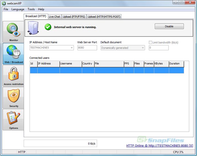 screenshot of webcamXP PRO