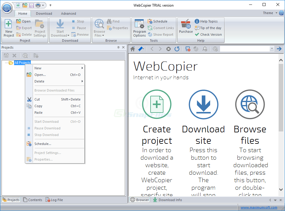 screen capture of WebCopier