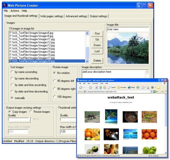 screen capture of Web Picture Creator