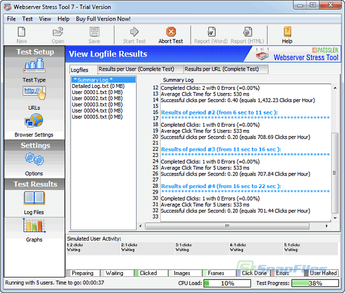 screenshot of Webserver Stress Tool