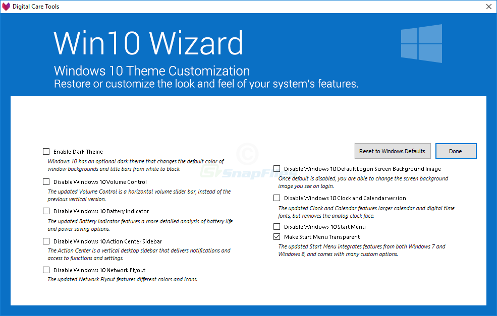 screenshot of Win10 Wizard
