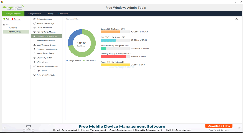 screenshot of Free Windows Admin Tools