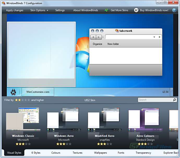 screen capture of WindowBlinds