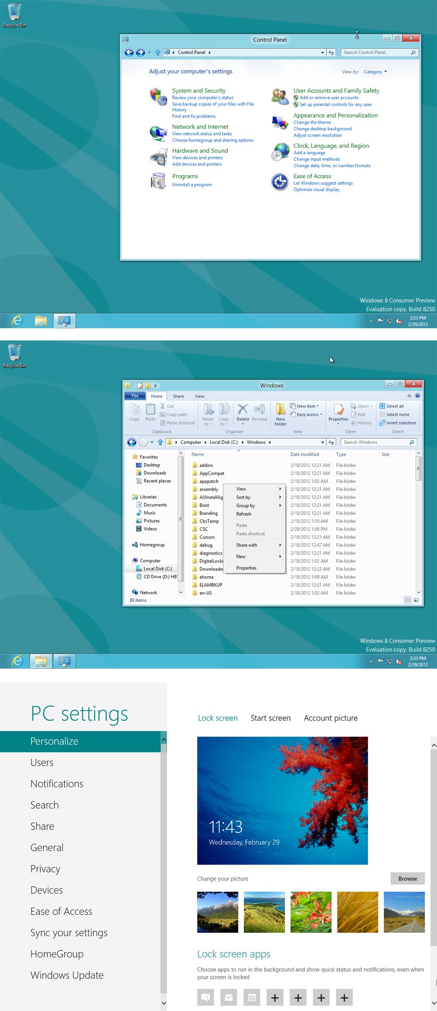 screenshot of Windows 8 Release Preview