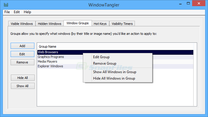 screen capture of WindowTangler