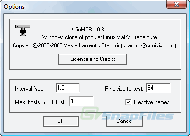 screenshot of WinMTR