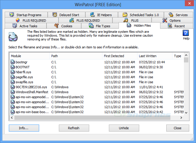 screen capture of WinPatrol (Free Edition)