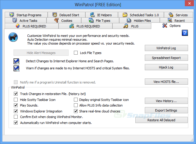screenshot of WinPatrol (Free Edition)