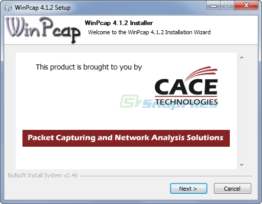 screen capture of WinPcap
