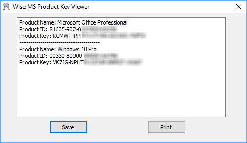 screen capture of Wise Windows Key Finder