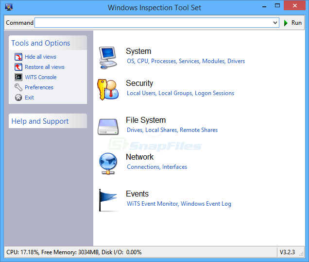 screen capture of Windows Inspection Tool Set