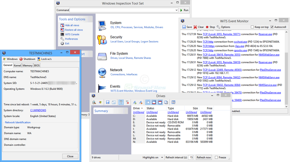 screenshot of Windows Inspection Tool Set