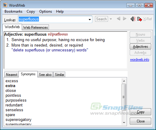 screen capture of WordWeb