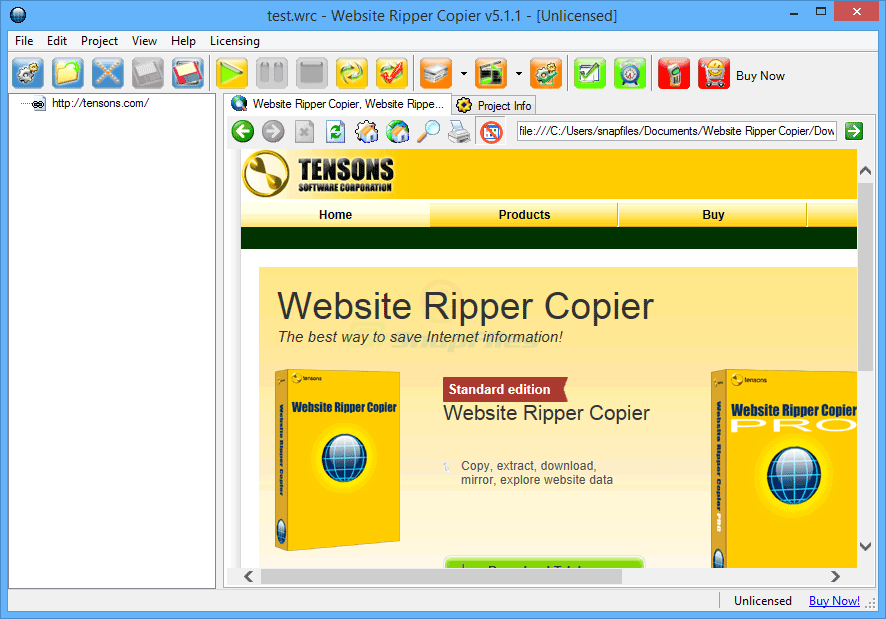 screen capture of Website Ripper Copier