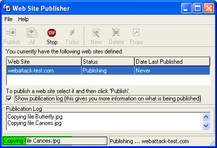 screen capture of Web Site Publisher